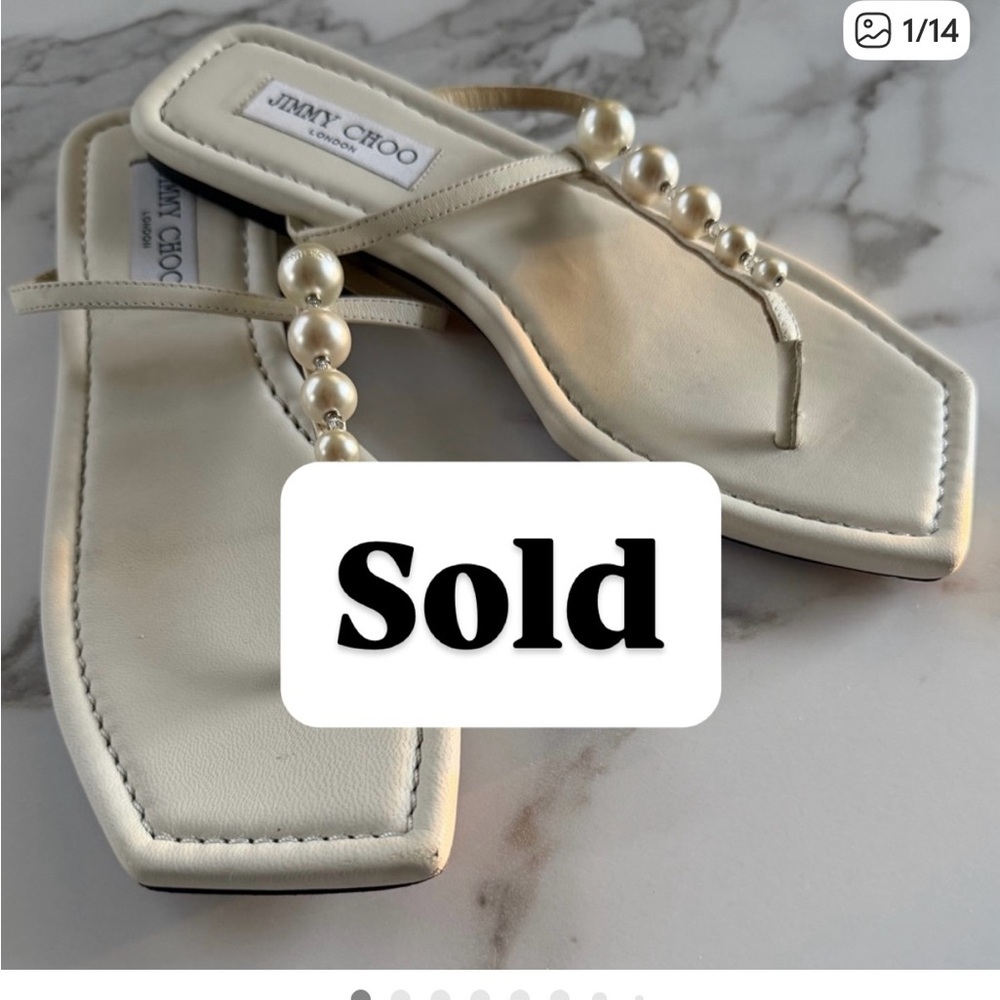 JIMMY CHOO Alaina White Embellished Thong Flat Sandals Size EU381/2 (US 8)